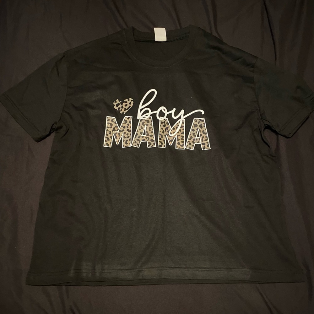 Boy Mama Leopard Graphic Tee - Black